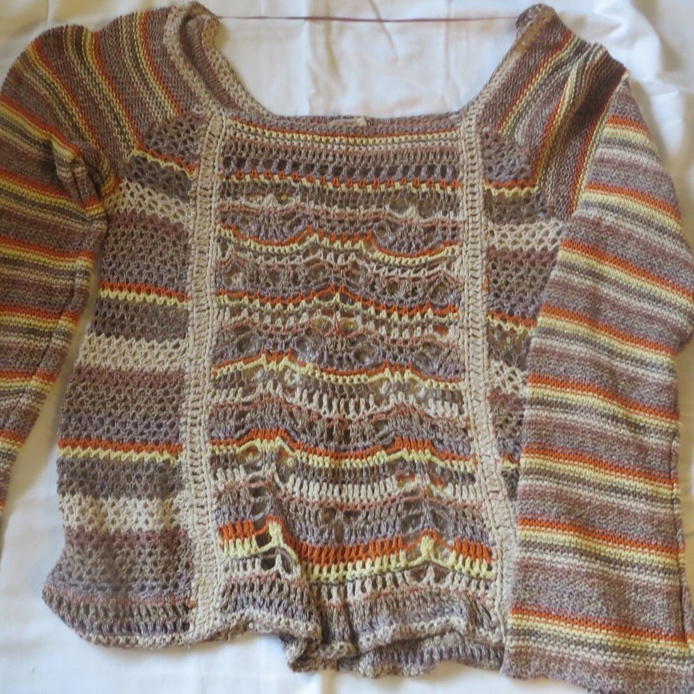 Free People Boho Crocheted  Sweater Medium